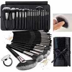 Kit Pincéis Maquiagem Profissional Completo com Estojo 24 32 Peças Real Perfection