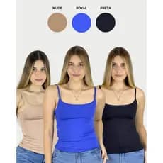 KIT 3 BLUSA ALCINHA EM SUPLEX SOFT DUPLA FACE 100%FORRADA CONFORTO MODA BLOGUEIRA