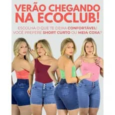 Short Modelador meia coxa Empina Bumbum Ecoclub com Elástico que ajusta na cintura
