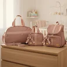 [KR RK Bolsas] Kit Bolsas Maternidade Mala, Mochila e Frasqueira
