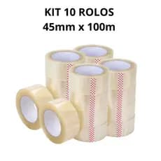 Papelaria Fita Adesiva Kit Com 10 Rolos com 100m cada Transparente Resistente Barato Pronta Entrega