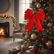 Laço Grande para Árvore de Natal Metalizado Poliéster 30cm