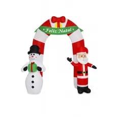 Portal de Entrada Inflável Papai Noel Gigante Com LED 240cm