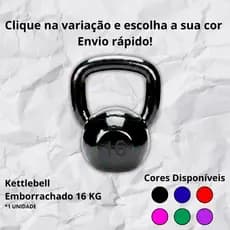 Kettlebell 16kg Emborrachado para Treinos Intensos – Diversas Cores Disponíveis