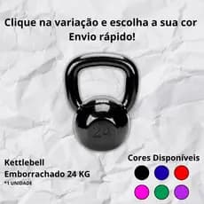 Kettlebell 24kg Emborrachado para Treino Avançado e Musculação