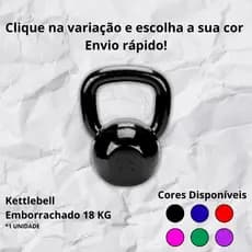 Kettlebell 18kg Emborrachado para Treino Intenso e Crossfit varias cores