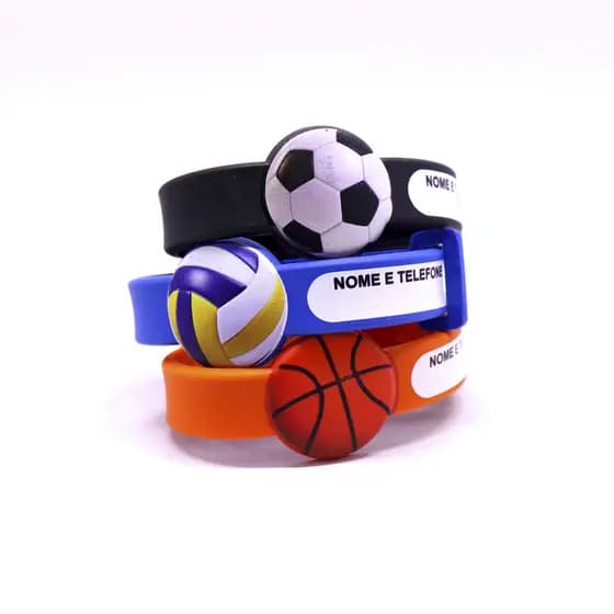 Pulseira de Identificação - Bola de Futebol, Bola de Basquete e Bola de Vôlei - venda unitária
