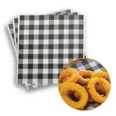Papel Antigordura PaperPlus Xadrez Preto 20x20cm 1000 Un para Hambúrguer Lanche Porções Delivery