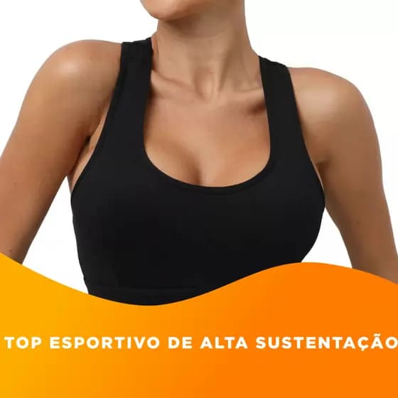 Top Sutiã Esportivo Alta Sustentação Para Treino PRETO