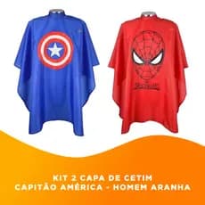 Kit Com Duas Capas Para Cortar Cabelo Infantil Capitão América & Homem Aranha
