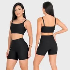 Conjunto Fitness Feminino Top e Short Suplex Cores Sortidas Zero Transparência Academia