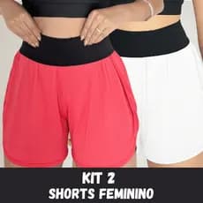 Kit 2 Shorts Feminino Duplo Microflex Treino Corrida Cintura Alta Confortável Resistente