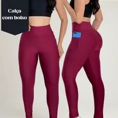 Calça Legging Feminina Cós Alto com Bolso Suplex Zero Transparência Fitness Academia