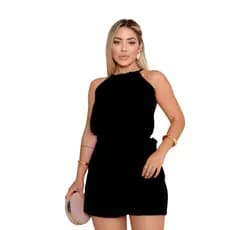 Macacão feminina confortável Short Saia Tecido Duna Liso