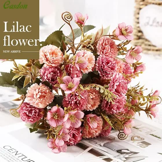 Simulação de buquê de flores lilás, nova simulação de decoração de 6 cores casamento, Gu'an Road CasdonHome
