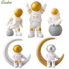 Astronauta espacial balançando a nave espacial da Via Láctea Planeta preto e branco Bolo de aniversário das crianças Plugin Decoração CasdonHome