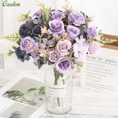Buquês Artificiais de Hortênsia e Rosa para Decoração de Casamento e Casa CasdonHome