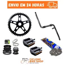 Kit Relação Bike Completo Aro 26 – Pedivela 165mm Coroa 46D Central 45mm Pedal + Corrente Grossa