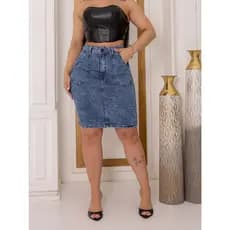 Saia Jeans Secretária Com Lycra