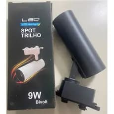 Spot Trilho Led 9W Preto - Bivolt - Luz Branco Quente/Frio