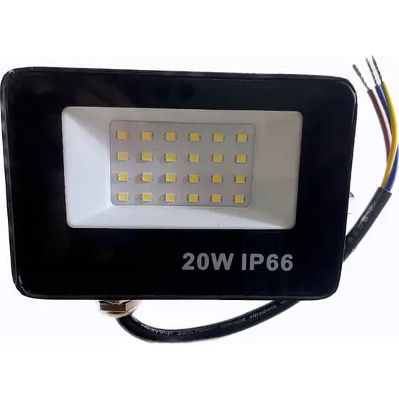 Refletor Led 20W Branco Frio 6500K -Potencia 100% - IP66 (Prova D Agua) Bivolt Luz Forte