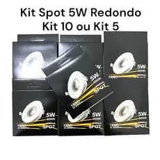 Kit 10 Spot 5W Quadrado/Redondo 6500K ou 3000K - Bivolt - Embutir