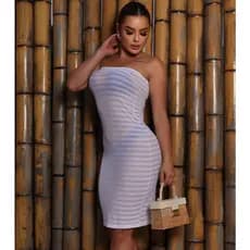 Vestido Saida De Praia Tule Listrado Feminina Moda Praia