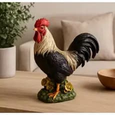 Estatueta Galo Grande em Gesso Enfeite Decorativo Rústico para Casa Varanda
