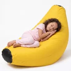 Puff Banana Infantil Amarelo Courino com Enchimento EPS Poltrona para Quarto e Brinquedoteca Embalado a Vácuo