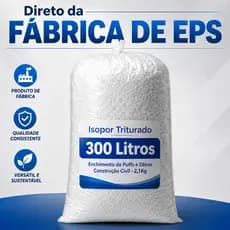 Isopor Triturado Flocado EPS 300 Litros para Enchimento de Puffs e Almofadas Concreto Leve
