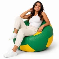 Puff Bola de Futebol Adultos e Crianças com Enchimento Incluso Embalado a Vácuo , Courino , Sala Quarto Gamer.