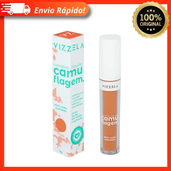Corretivo Camuflagem Perfeita Laranja Textura Leve E Suave Longa Duração - Vizzela 100% Original