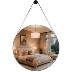 Espelho Redondo Decorativo Adnet Supenso de Parede 60cm 50cm 40cm 30cm 25cm Com Alça + Pino