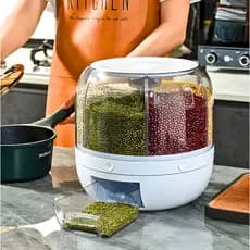 Dispenser de Alimentos e Grãos Giratório com 6 Divisões – Praticidade na Cozinha