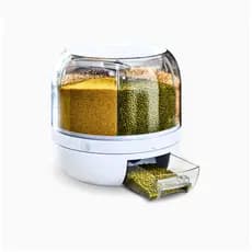 Dispenser de Grãos e Alimentos com 6 Divisões – Design Giratório e Funcional