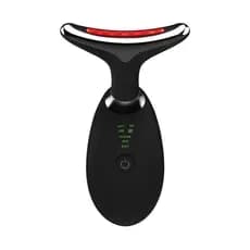 Massageador Facial Elétrico LED Lift USB Preto Fototerapia Anti Rugas Pescoço