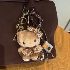 Hellokitty bolsa de boneca de pelúcia pingente chaveiro desenho animado leopardo estampa boneca pingente presente para m