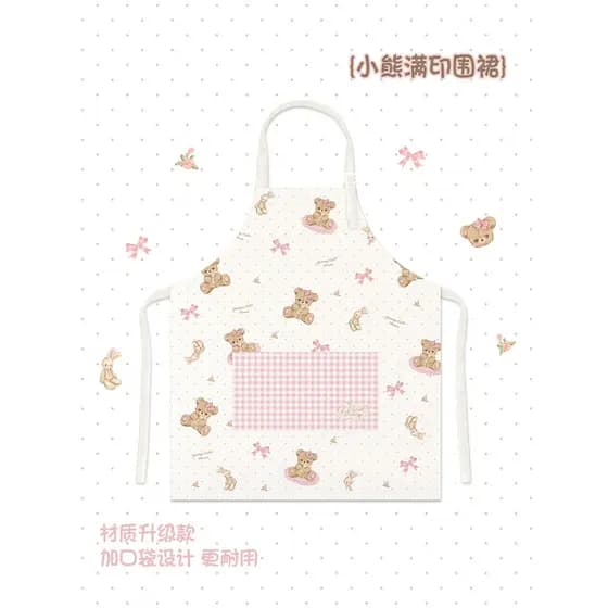 Menina sonho Original urso avental com bolso bonito Retro menina cozinha cozinhar doméstico estúdio de cozinha Antifouli