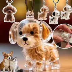 Chaveiro Criativo De Armazenamento De Cabelo Fofo Cachorro Pingente Transparente Para Animais De Estimação
