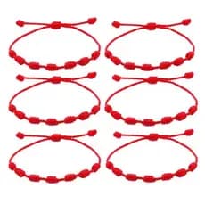 Kit 6 Pulseiras Vermelhas 7 Nós Proteção Kabbalah Contra O Mal