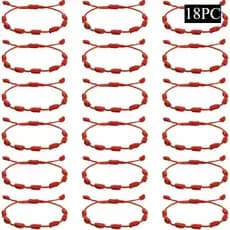 Pulseira De Sete 7 Nós Corda Vermelha Para Sorte E Proteção 18/pc/12pc