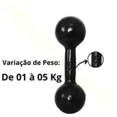 1 Halter Emborrachado - 1 Kg a 5 Kg / Treino Musculação Peso Academia Fortalecimento Muscular C/1 Un