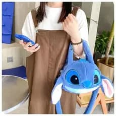 Nova bolsa de pelúcia Stitch macia e fofa para meninas