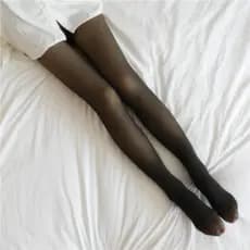Meia Calça Térmica Translucida Feminina Peluciada Grossa Fio 220 c/Pé Plus Size Slim (Único - veste tam. 36 ao 46 Preta Translúcida)