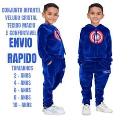 conjunto infantil veludo menino( de frio inverno)