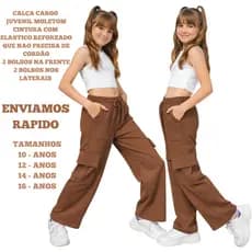 Calça Cargo Infantil Juvenil Moletom Estilo Fashion