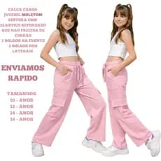 Calça Moletom Cargo Juvenil Feminina Conforto Premium
