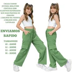 Calça Cargo Juvenil Moletom Flanelado Confortável Macio