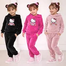 Conjunto Infantil Veludo Menina Macio Inverno