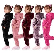 Conjunto Infantil Veludo Menina Inverno Quente Macio